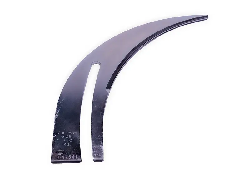 Gekruemmtes Metalllineal "Spaltkeil, Groesse 450, Dicke 4,0 mm", Mutter und Gravur. Ideal für Arbeitsschutz/Holzbearbeitung.