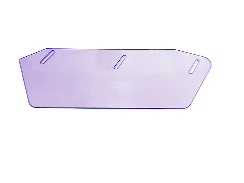 Rechteckiges, leicht violett getöntes Kunststoff-Seitenschild (27126) mit drei schrägen Schlitzen auf weißem Hintergrund.