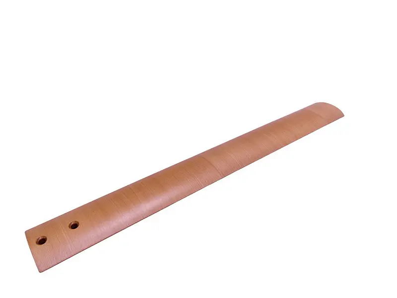 Glatter Holzschieber, 100x850mm, leicht gerundete Kante, zwei vorgebohrte Loecher, ideal als Arbeitsschutz-Komponente.
