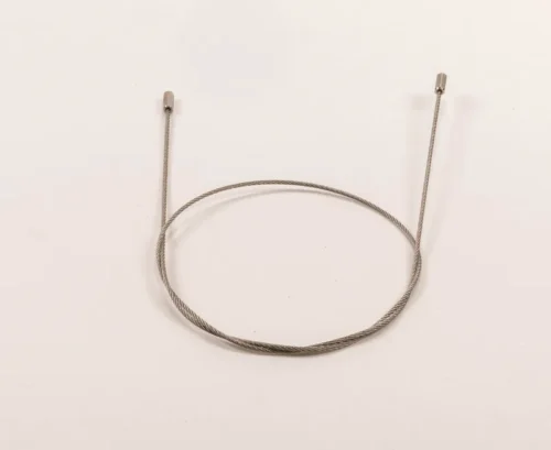 Drahtseil zur Gewichtsentlastung, 400 mm lang, mit zylindrischen Endkappen, Schutzeinrichtung auf weissem Hintergrund.