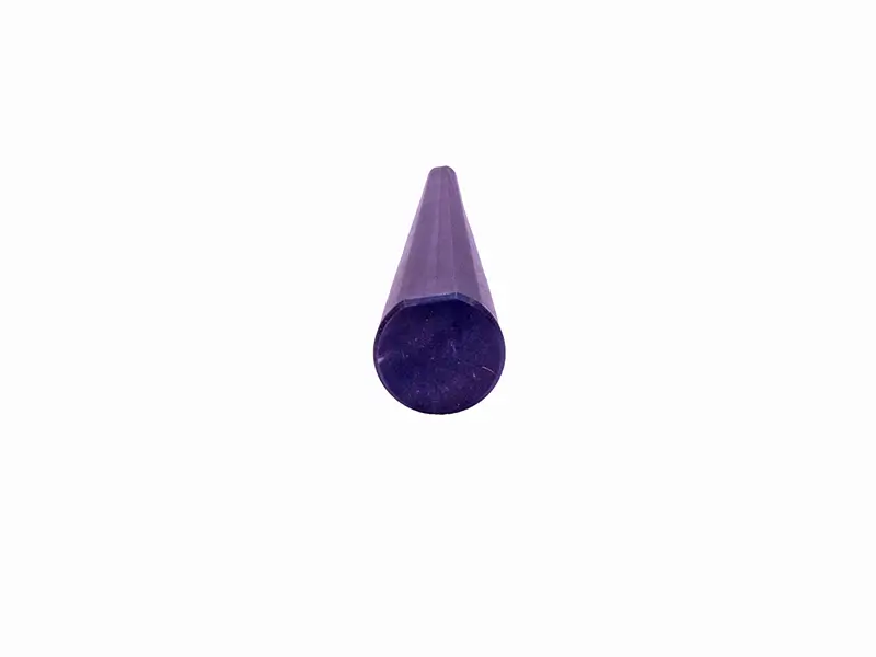 Spindel Ø 26 mm, Länge 400 mm, violett konisch, für Holzbearbeitungs-Schutzvorrichtungen, Basis zeigt zum Betrachter.