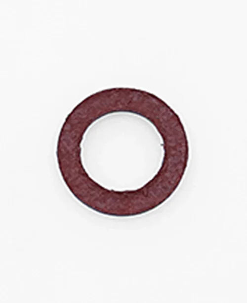 Eine flache, rotbraune Fiberring-Unterlagscheibe (13/8,4 × 1,0 mm, 8806) mit Loch liegt auf weißem Hintergrund.