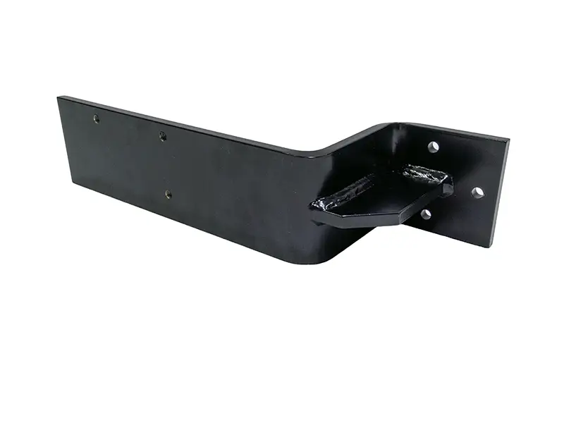Stabile schwarze Wandkonsole aus Metall mit Lochungen, Flachfuss und Schrägstrebe für Suvamatic (1723), ideal für Arbeitsschutz.