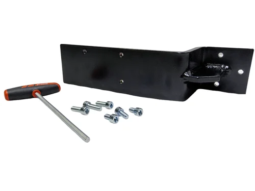 Suvamatic-Set 14455: schwarzer Anschlagwinkel, sechs Silber-Schrauben, roter T-Griff-Inbusschlüssel auf Weiss.