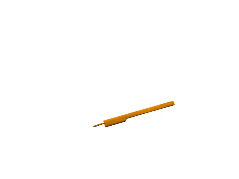 Ein orange isolierter Draht mit offenen Kupferlitzen liegt parallel zu einer Einlage rechts (27127) auf weißem Hintergrund.