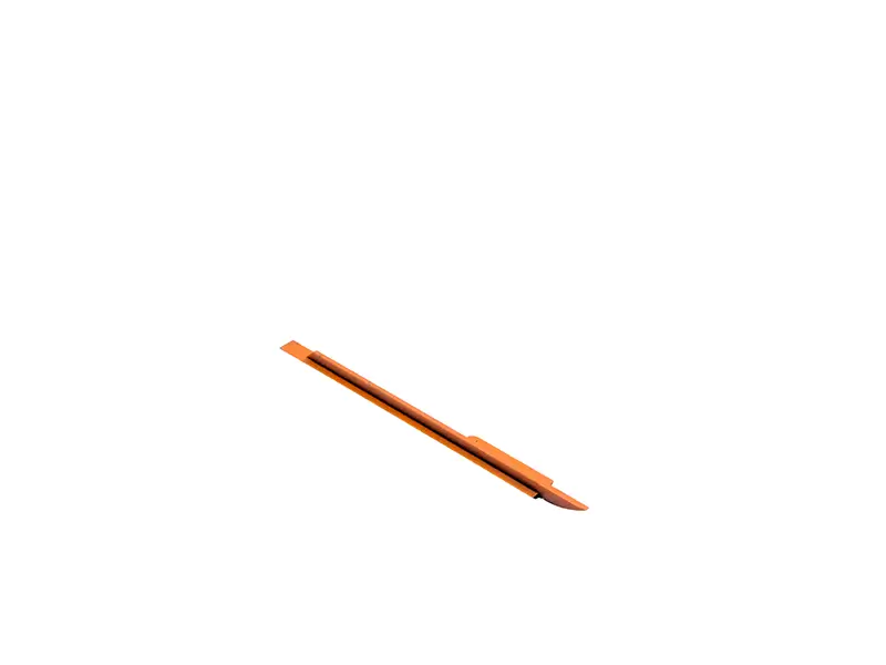 Ein orangefarbenes Einlegebild links (27128) – ein Arbeitsmesser mit einziehbarer Klinge – ist zentriert auf weißem Hintergrund abgebildet.